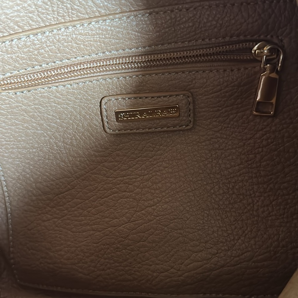 Brown Textured Hobo Bag with Asymmetrical Detail - Picture 4 of 4